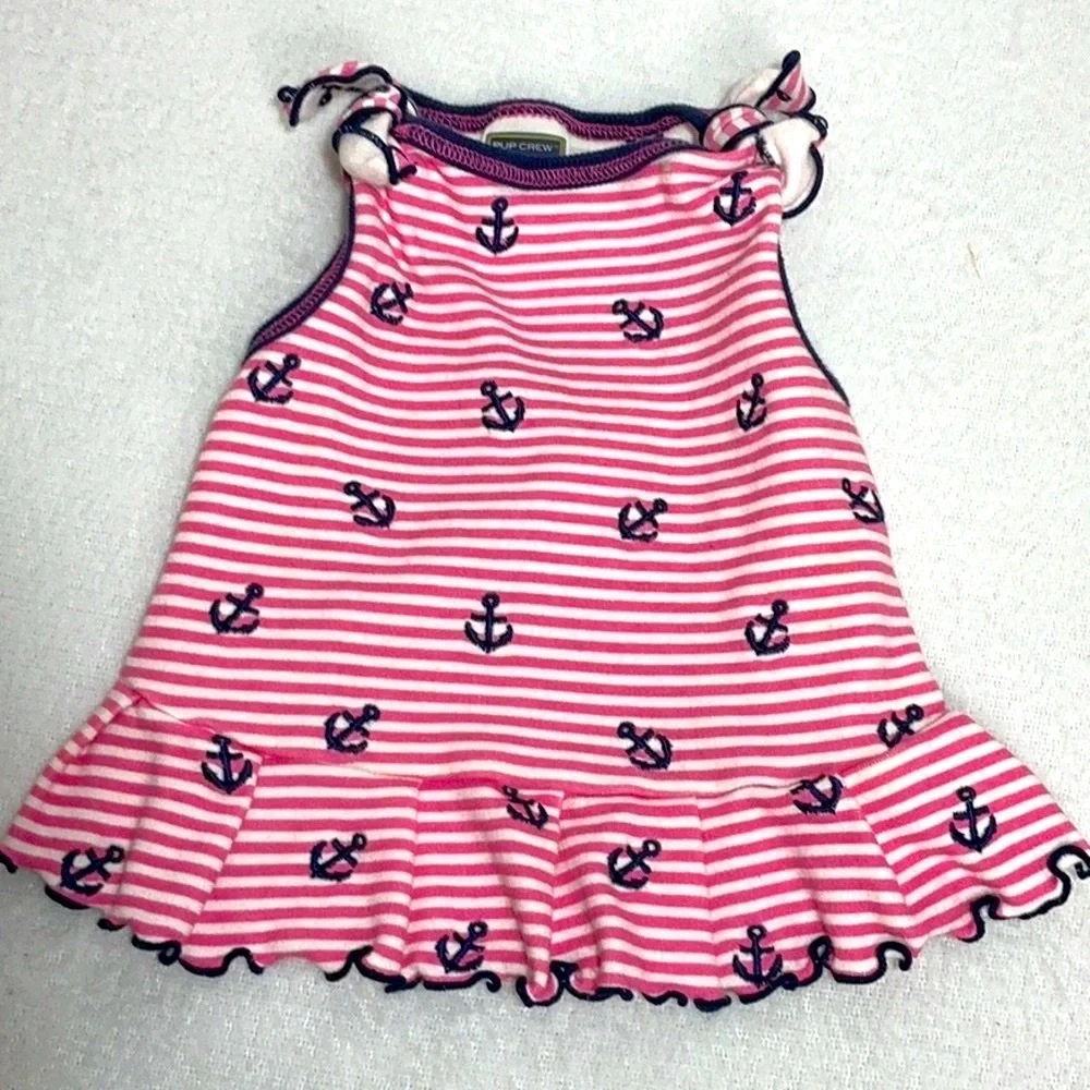 Nautical Striped Dog Dress with Anchor Print